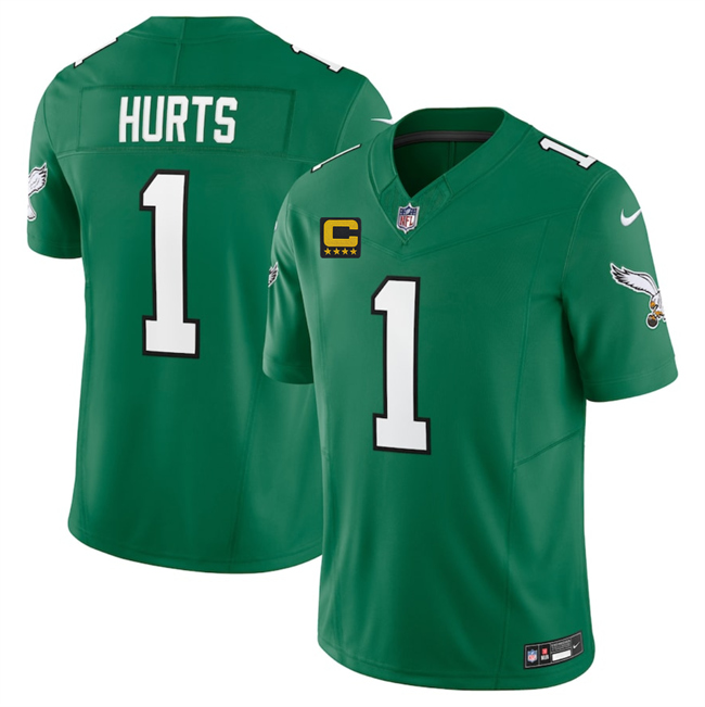 Men's Kelly Green Philadelphia Eagles #1 Jalen Jurts 2025 F.U.S.E. With 4-Star C Patch Vapor Untouchable Limited Throwback Stitched Football Jersey